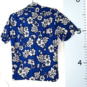 Hawaii Blue & White Floral Button-down‎ Hawaiian Shirt Men's Large